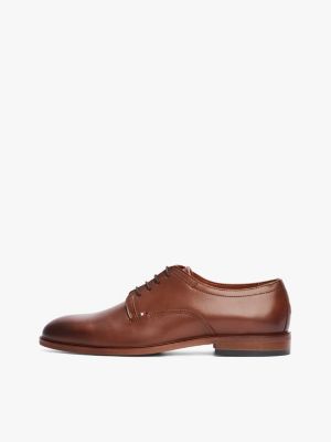 brown leather derby shoes for men tommy hilfiger