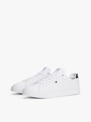 weiß court-sneaker aus leder für herren - tommy hilfiger