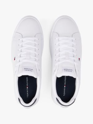 weiß court-sneaker aus leder für herren - tommy hilfiger