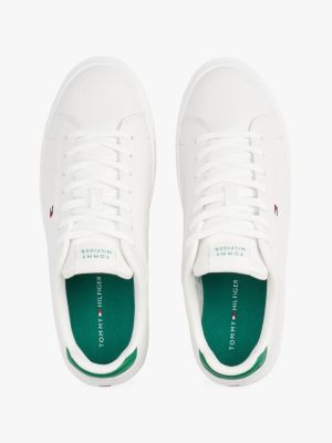 white leather court trainers for men tommy hilfiger