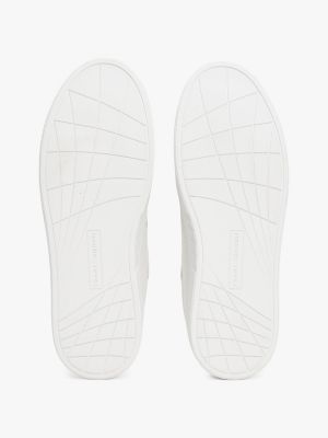 baskets en cuir blanc pour hommes tommy hilfiger