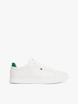 white leather court trainers for men tommy hilfiger