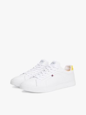 white leather court trainers for men tommy hilfiger