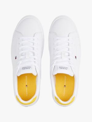 white leather court trainers for men tommy hilfiger