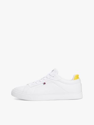 white leather court trainers for men tommy hilfiger