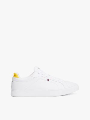 white leather court trainers for men tommy hilfiger