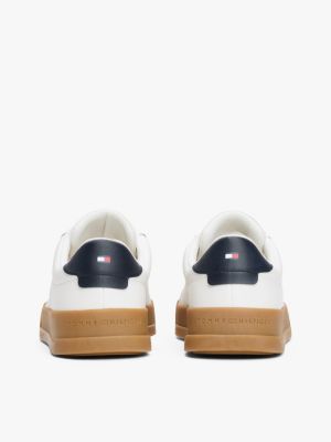 beige th court sneaker voor heren - tommy hilfiger