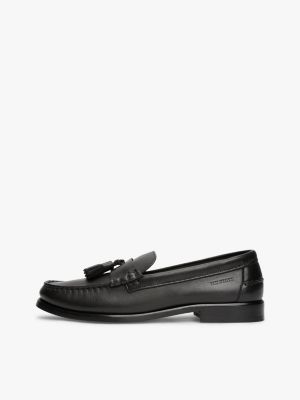 black leather tassel loafers for men tommy hilfiger