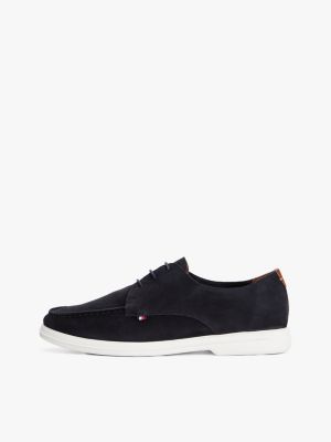 black suede moc toe derby shoes for men tommy hilfiger