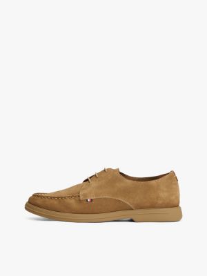 braun derby-schuh aus wildleder mit moc toe für herren - tommy hilfiger