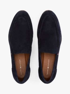 blue suede flexible loafers for men tommy hilfiger