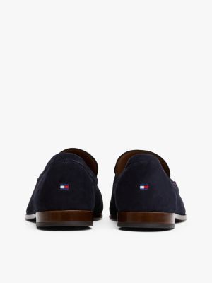 blue suede flexible loafers for men tommy hilfiger