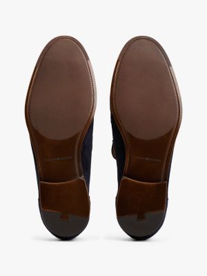 blue suede flexible loafers for men tommy hilfiger