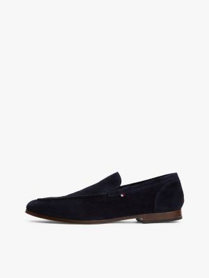 blue suede flexible loafers for men tommy hilfiger