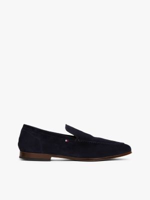 blue suede flexible loafers for men tommy hilfiger