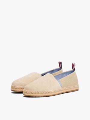 beige suede flexible sole espadrilles for men tommy hilfiger