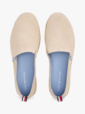 espadrillas in camoscio con suola flessibile beige da uomini tommy hilfiger