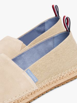 espadrillas in camoscio con suola flessibile beige da uomini tommy hilfiger