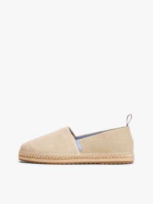 espadrillas in camoscio con suola flessibile beige da uomini tommy hilfiger