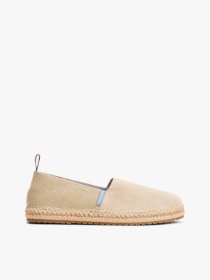beige suede flexible sole espadrilles for men tommy hilfiger