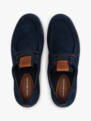 chaussures légères en daim à bout mocassin bleu pour hommes tommy hilfiger