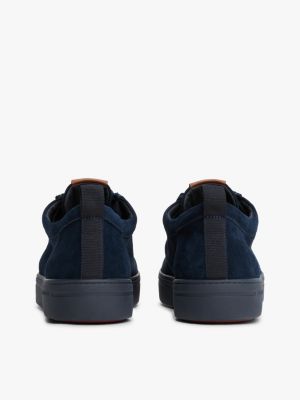 chaussures légères en daim à bout mocassin bleu pour hommes tommy hilfiger