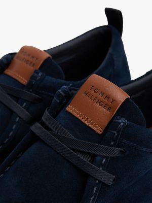 chaussures légères en daim à bout mocassin bleu pour hommes tommy hilfiger
