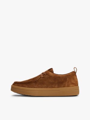 chaussures légères en daim à bout mocassin bleu pour hommes tommy hilfiger