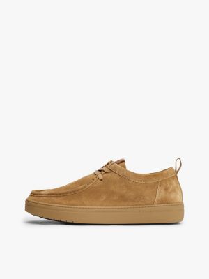 chaussures légères en daim à bout mocassin bleu pour hommes tommy hilfiger