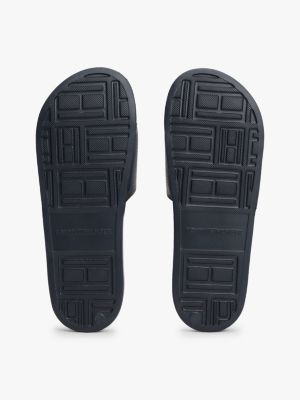 black embossed logo pool slides for men tommy hilfiger