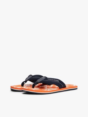 sandali infradito con fasce e logo blu da uomini tommy hilfiger