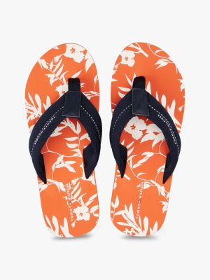 sandali infradito con fasce e logo blu da uomini tommy hilfiger
