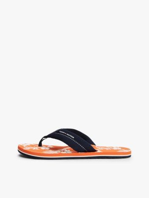 sandali infradito con fasce e logo blu da uomini tommy hilfiger