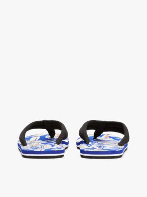 blue;multi print footbed flip-flops for men tommy hilfiger