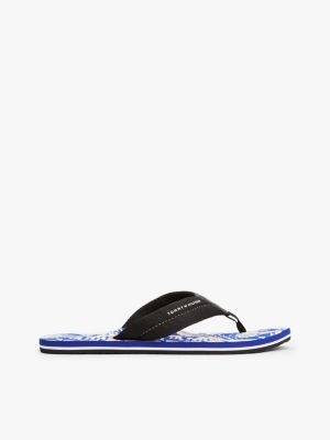 blue;multi print footbed flip-flops for men tommy hilfiger