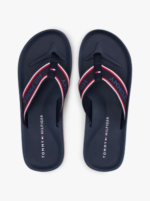 blue;multi hilfiger monotype logo flip-flops for men tommy hilfiger