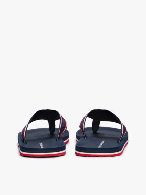 blue;multi hilfiger monotype logo flip-flops for men tommy hilfiger