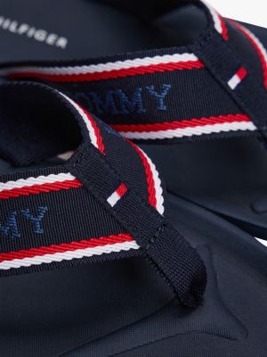 blue;multi hilfiger monotype logo flip-flops for men tommy hilfiger