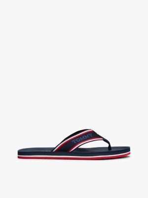 blue;multi hilfiger monotype logo flip-flops for men tommy hilfiger