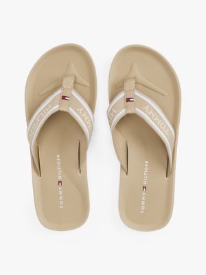 beige hilfiger monotype logo flip-flops for men tommy hilfiger