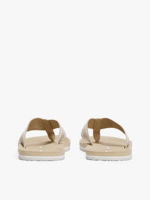 beige hilfiger monotype logo flip-flops for men tommy hilfiger
