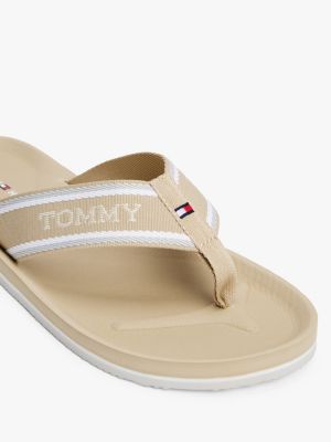 beige hilfiger monotype logo flip-flops for men tommy hilfiger