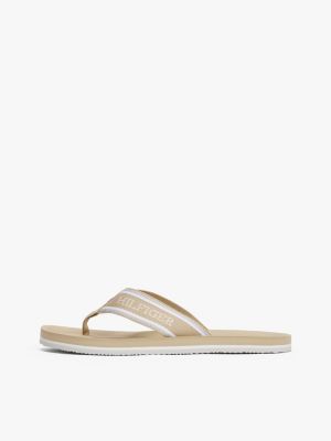 beige hilfiger monotype logo flip-flops for men tommy hilfiger