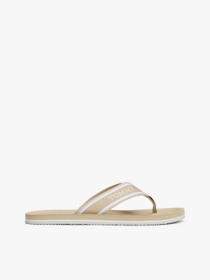 beige hilfiger monotype logo flip-flops for men tommy hilfiger