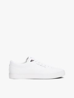 Logo Lace-Up Trainers With Leather — White 1