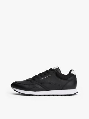 sneakers in pelle con suola antiscivolo nero da uomini tommy hilfiger