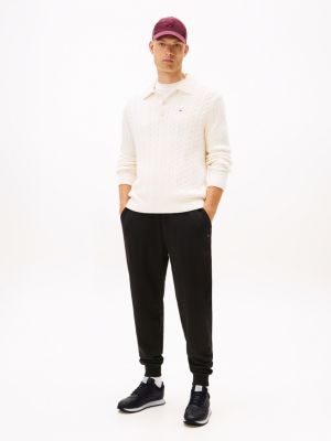 sneakers in pelle con suola antiscivolo nero da uomini tommy hilfiger