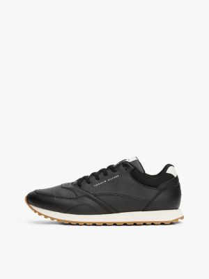 schwarz rutschhemmender sneaker mit leder für herren - tommy hilfiger