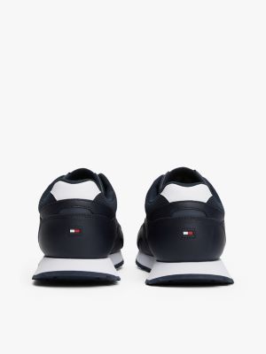 blue cleat trainers with leather for men tommy hilfiger