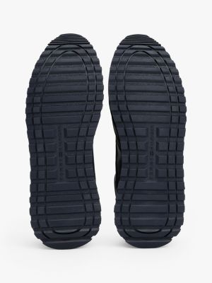 blue cleat trainers with leather for men tommy hilfiger